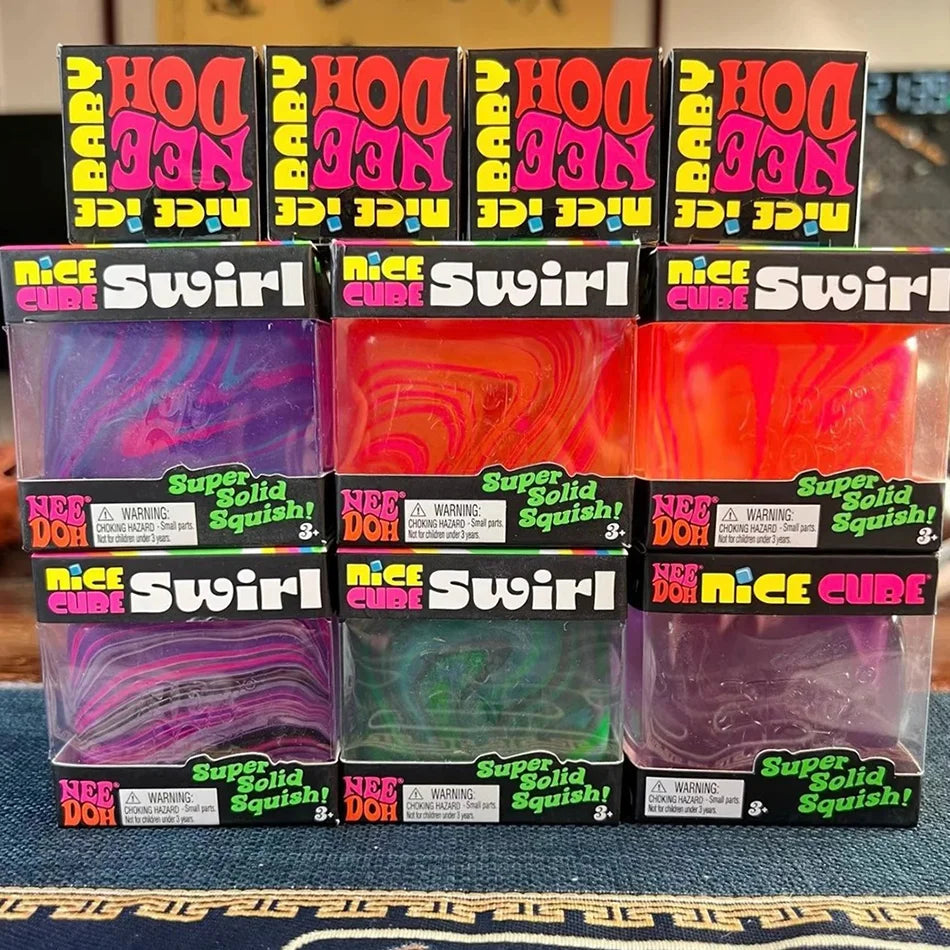 Colorful Cube Squishes Stress Balls Fidget Sensory Toys Simulation Ice Cream Squishies Bear Maltose Squeeze Dough Ball Gifts