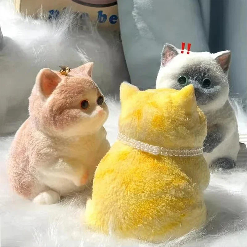 Fuzzy Squishies Big Cat Taba Squishy Silicone Big Plush Cat Handmade Kitten Squeeze Toy Mochi Toy Hand Relax Antistress Gift