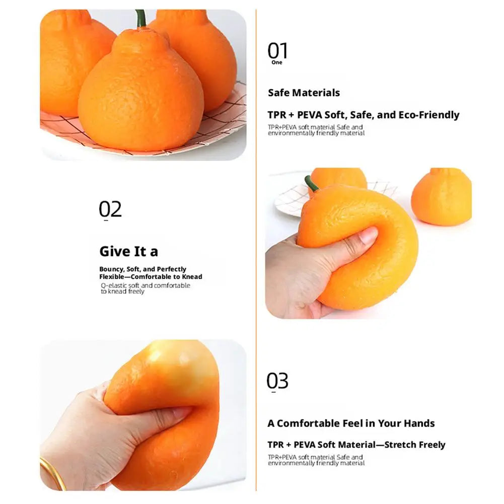 Orange Squishes Stress Balls Simulation Fruit Squishies Dough Ball Squeeze Toys Stress Relief Decompression Toys