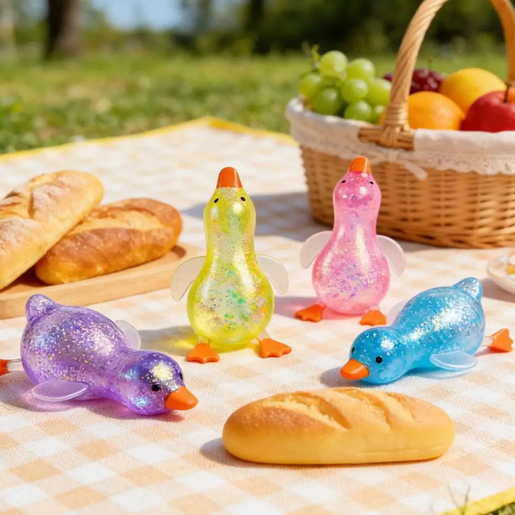 Stretchy Duck Squeeze Toys Stress Relief Crystal Mud Home Decor Party Favors, Squishies Sensory Fidget Toys for Adults and Kids