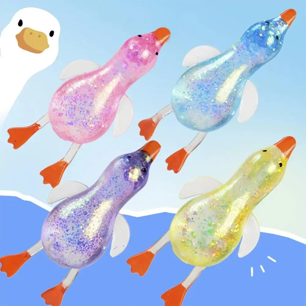 Stretchy Duck Squeeze Toys Stress Relief Crystal Mud Home Decor Party Favors, Squishies Sensory Fidget Toys for Adults and Kids