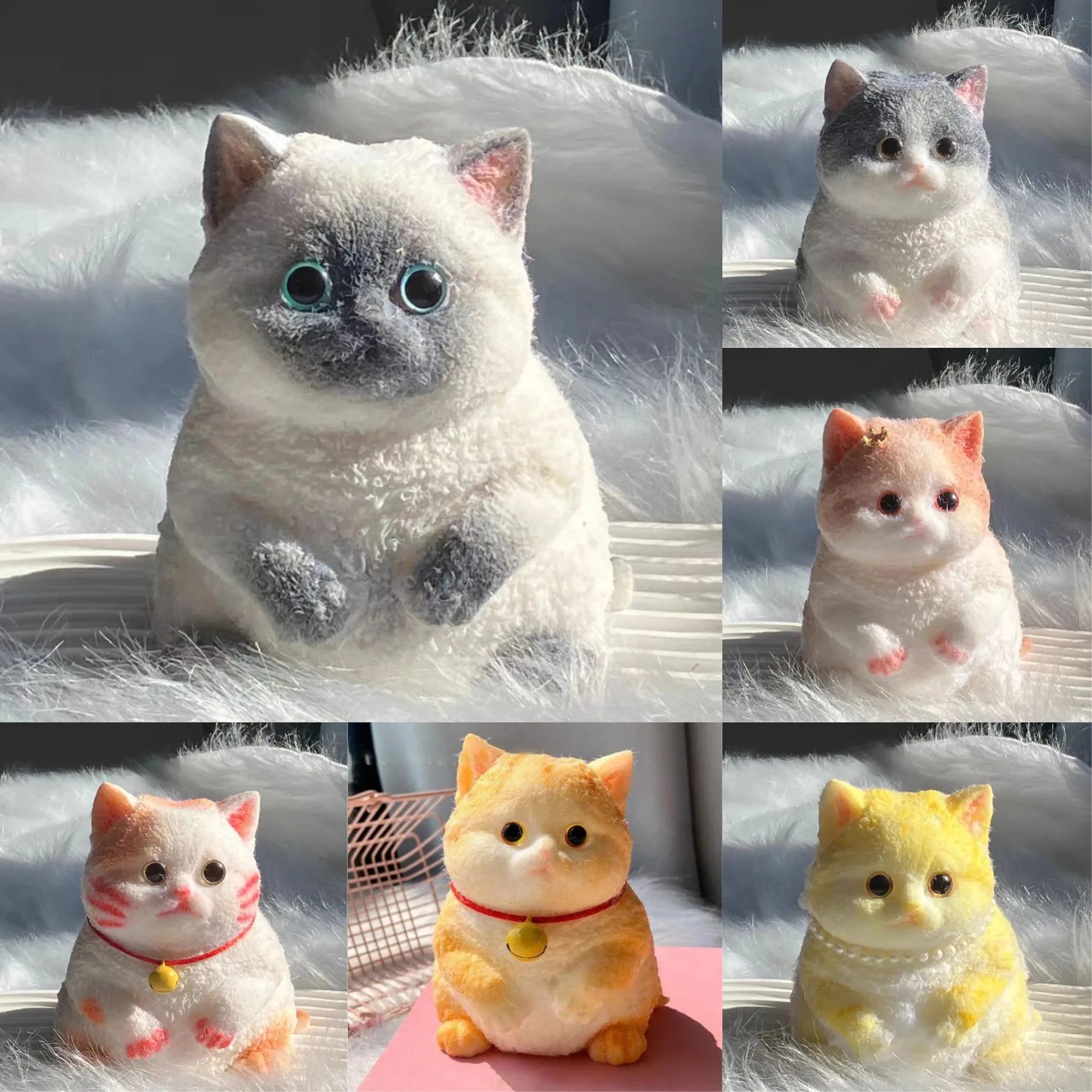 Fuzzy Squishies Big Cat Taba Squishy Silicone Big Plush Cat Handmade Kitten Squeeze Toy Mochi Toy Hand Relax Antistress Gift