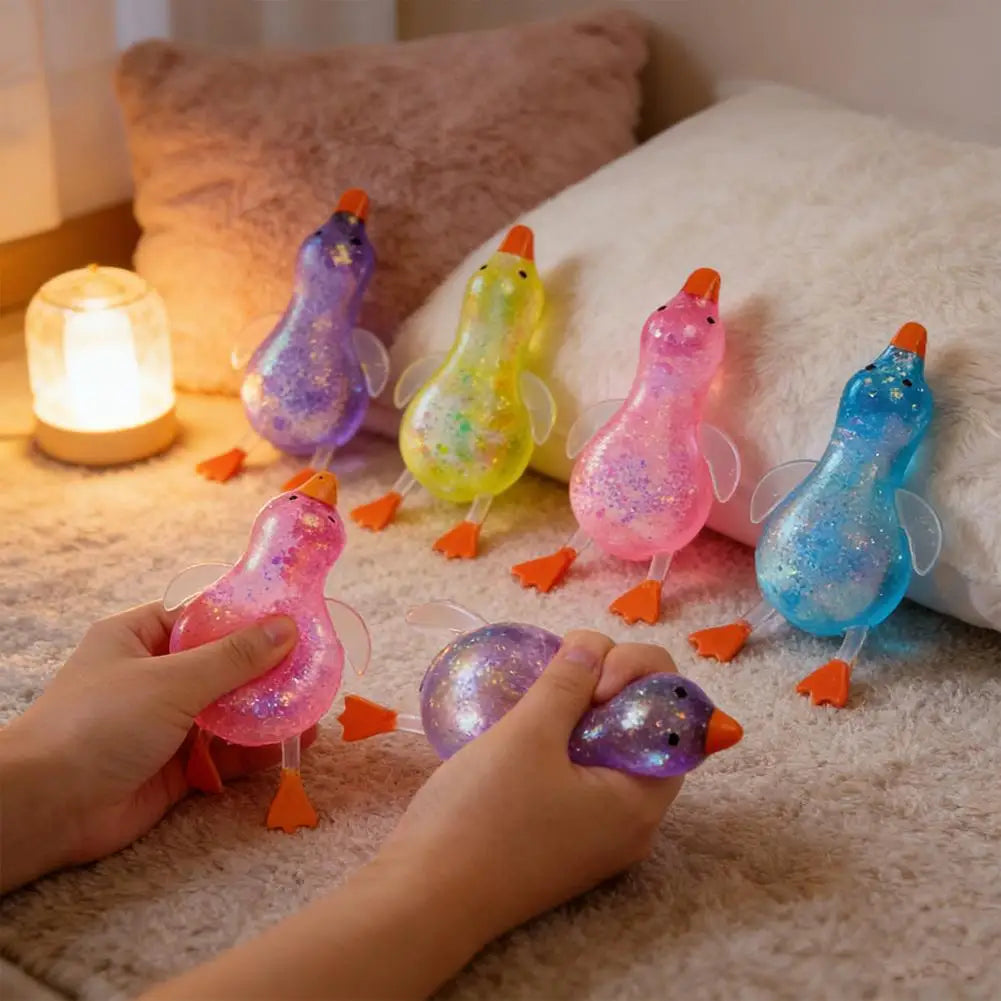 Stretchy Duck Squeeze Toys Stress Relief Crystal Mud Home Decor Party Favors, Squishies Sensory Fidget Toys for Adults and Kids