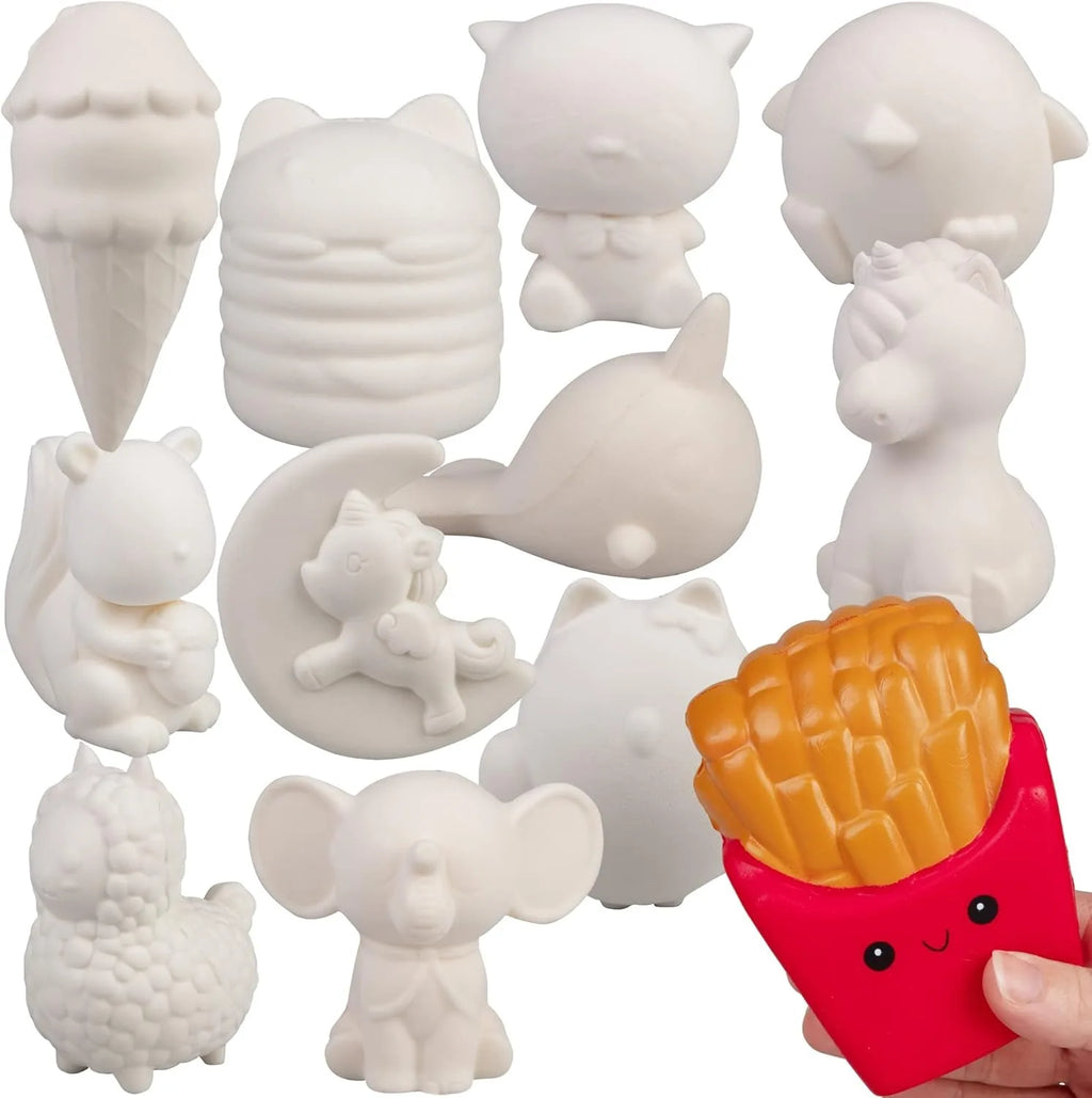 DIY Blank White Squishy Toys for Painting,Slow Rise Antistress Anxiety Anti Stress Relief Toys For Kids Children ADHD Autism