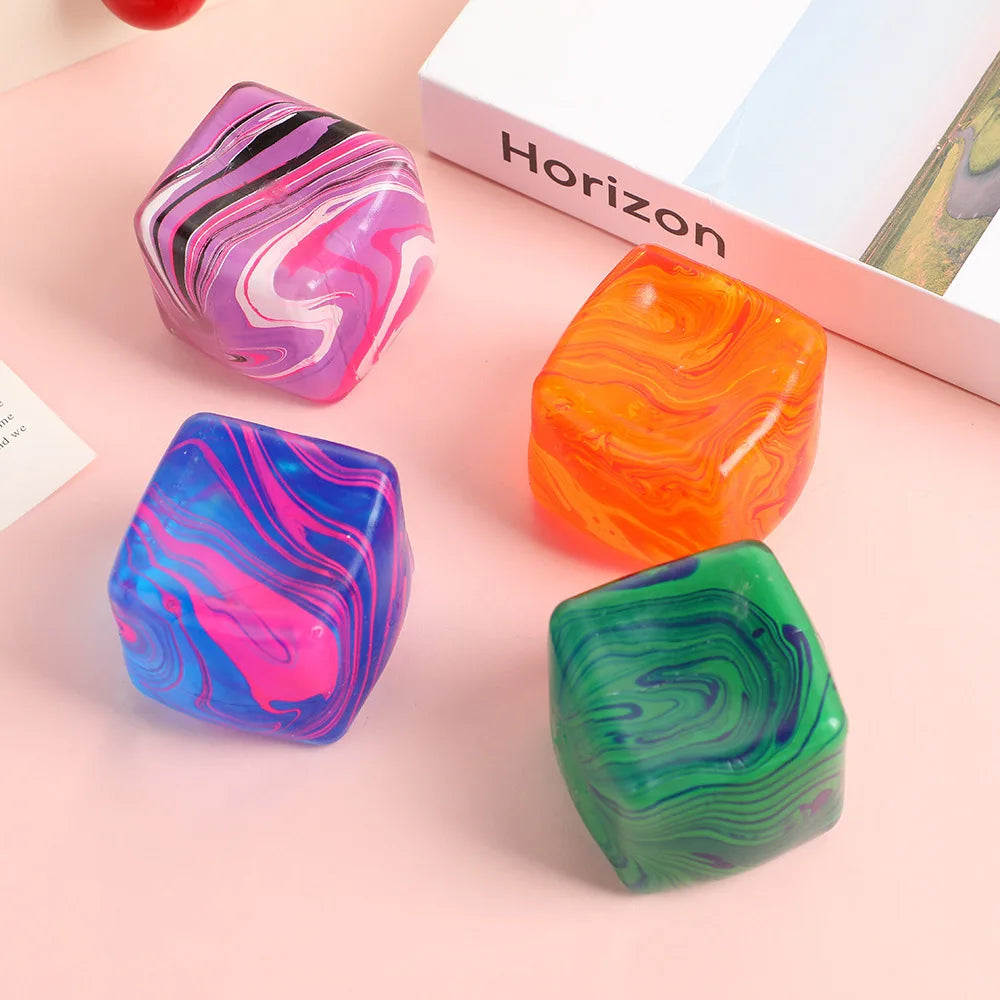 Colorful Cube Squishes Stress Balls Fidget Sensory Toys Simulation Ice Cream Squishies Bear Maltose Squeeze Dough Ball Gifts