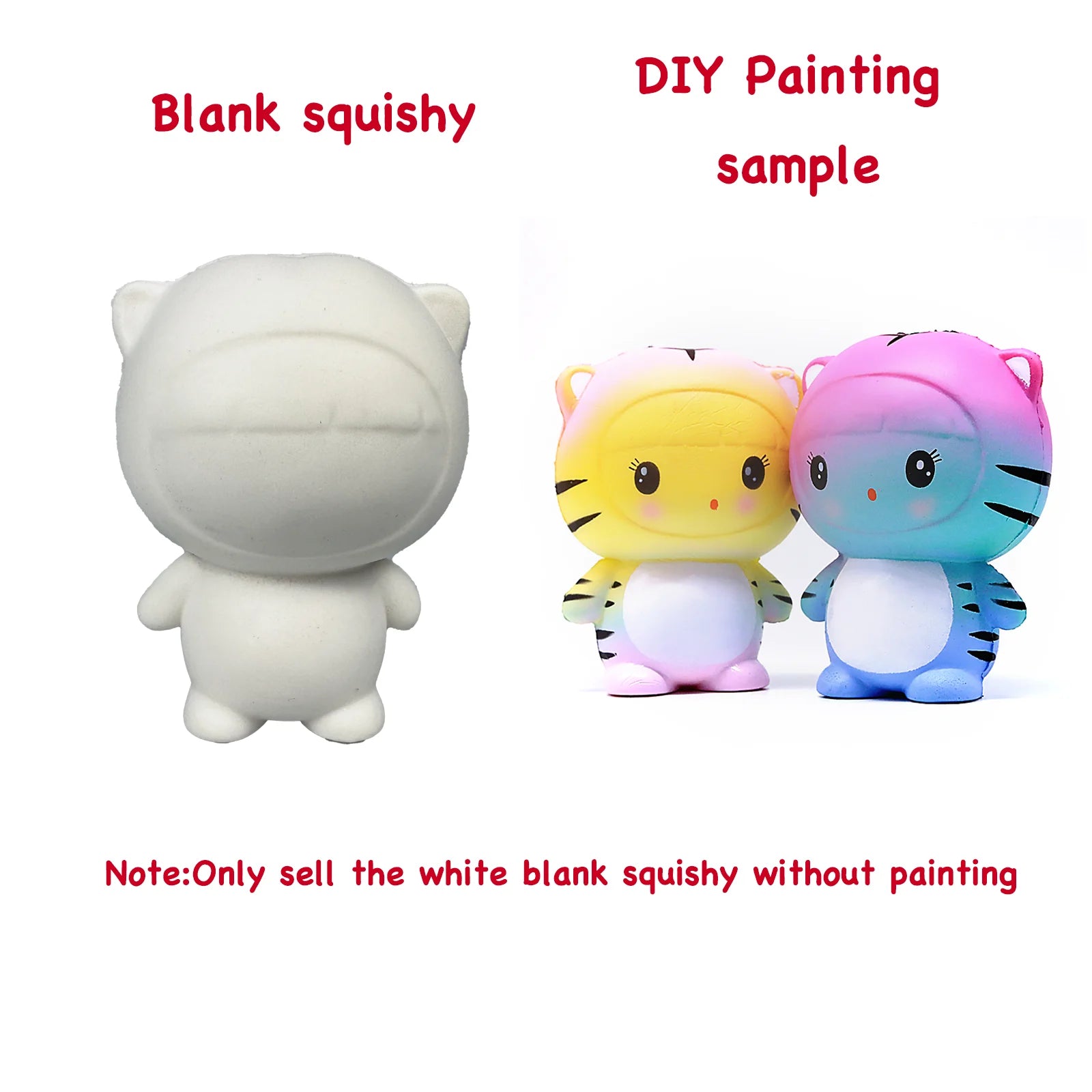 DIY Blank White Squishy Toys for Painting,Slow Rise Antistress Anxiety Anti Stress Relief Toys For Kids Children ADHD Autism