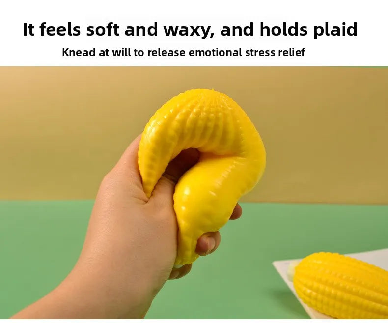 Squishy Simulated Corn Stress Ball - Squeeze Toy for Anxiety Relief, Fidget Sensory Toy for Kids & Adults,  Squishies Gag Gift