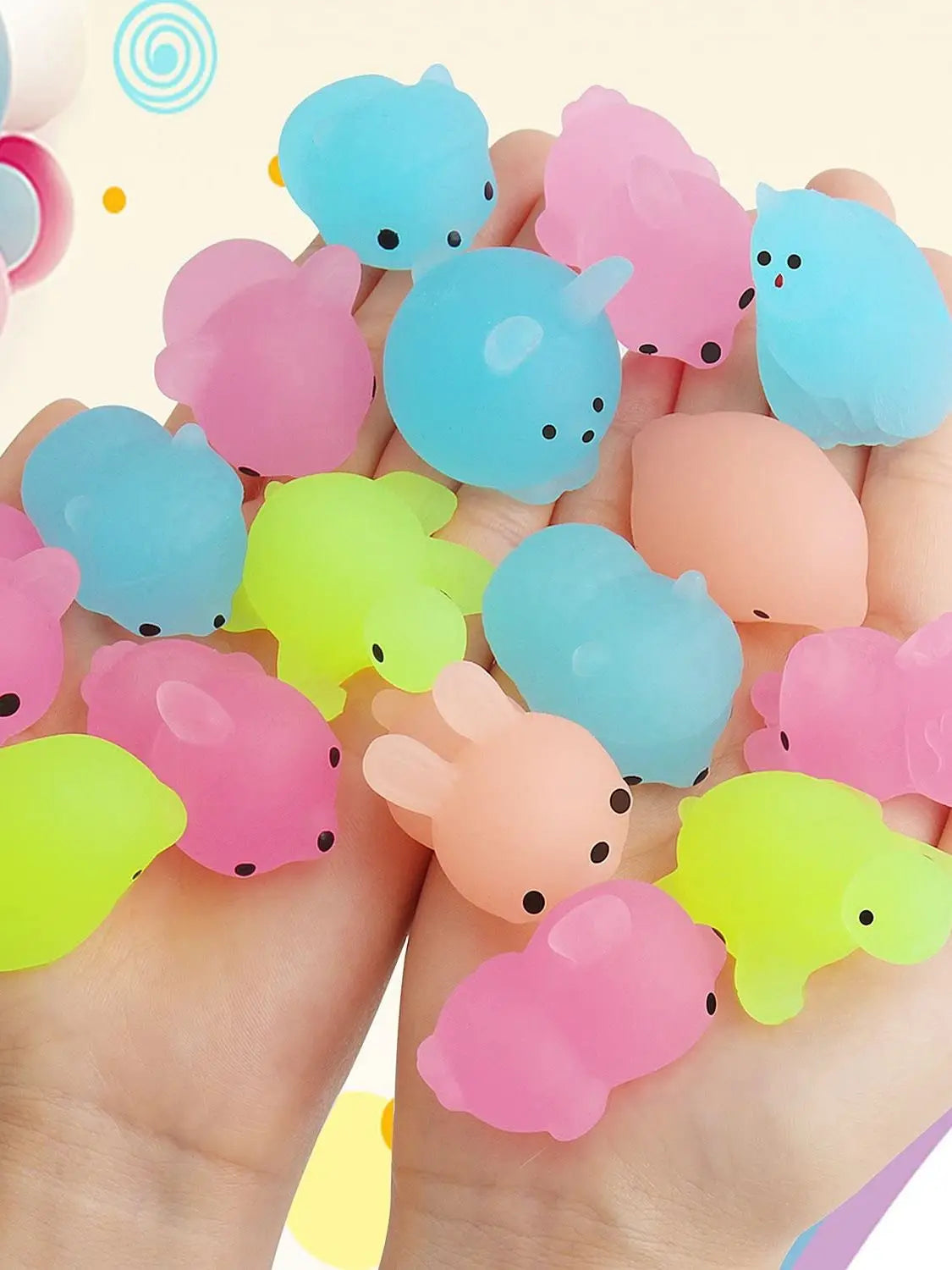 12Pcs Luminous Mochi Squishies, Mochi Squishy Animals Stress Toys, Mini Stress Relief Toys Mochi Animals Toys Kawaii