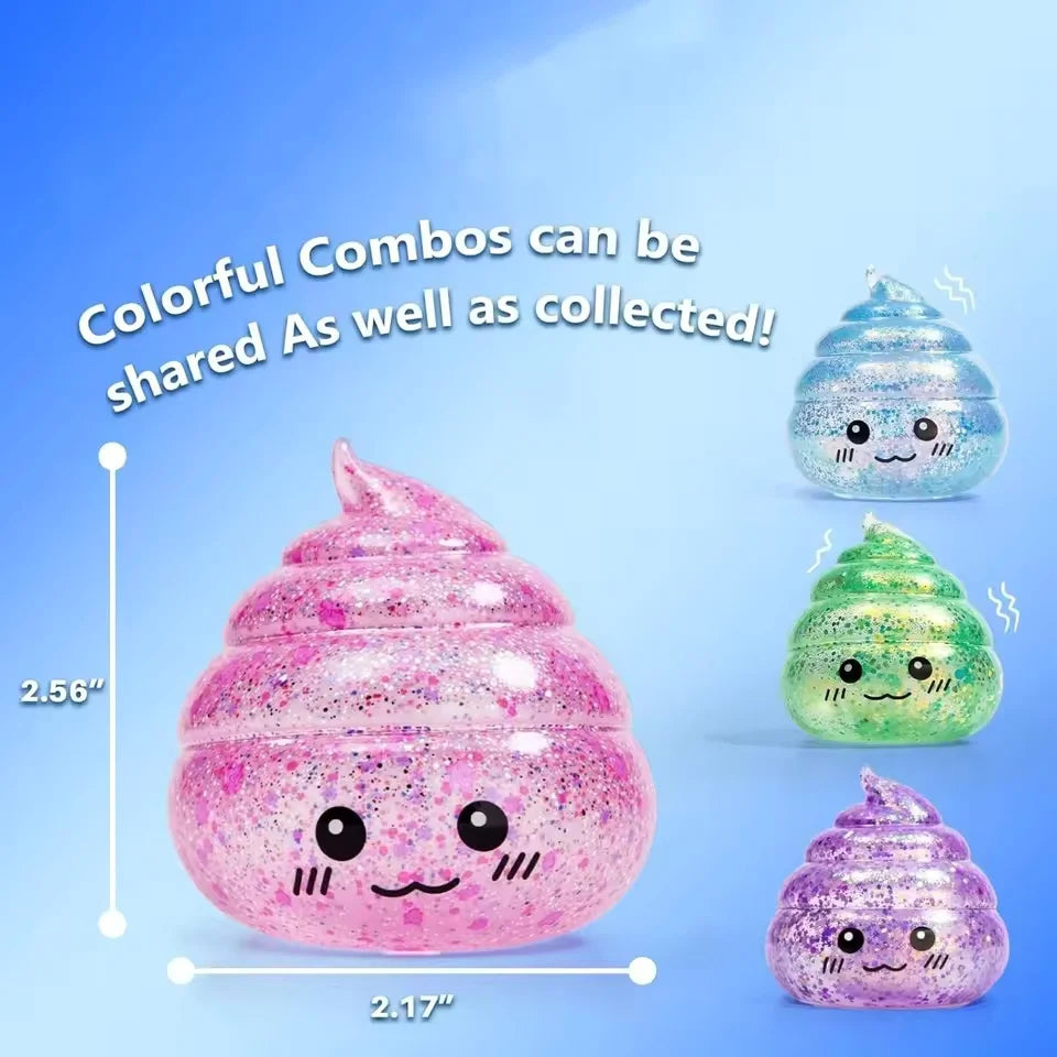 Novelty Squishy Poo Stress Ball Squishies Toys Glitter Funny Stretch Squeeze Fidget Toys for Adults Fool's Day Prank Gift