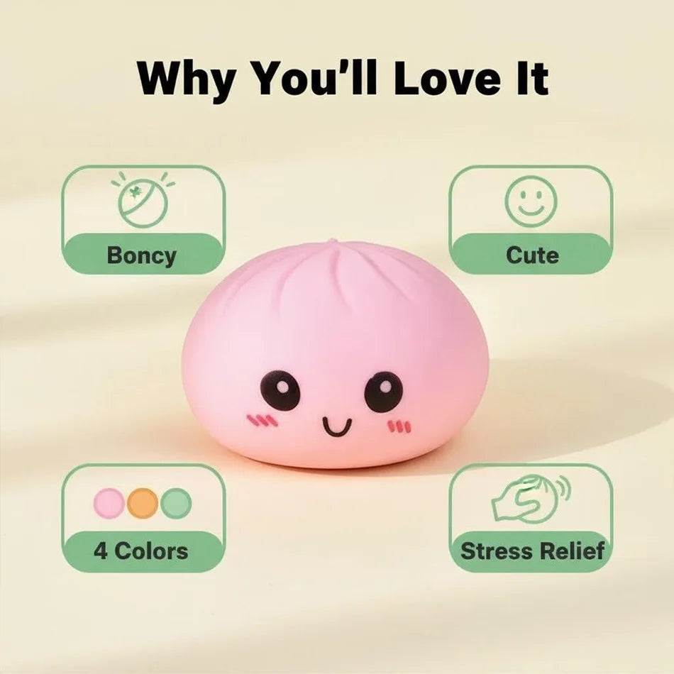 Colorful dumpling squishies- Fidget Sensory Toys Simulation Food Squishies with Steamer Squeeze Dough Ball for Anxiety Relief