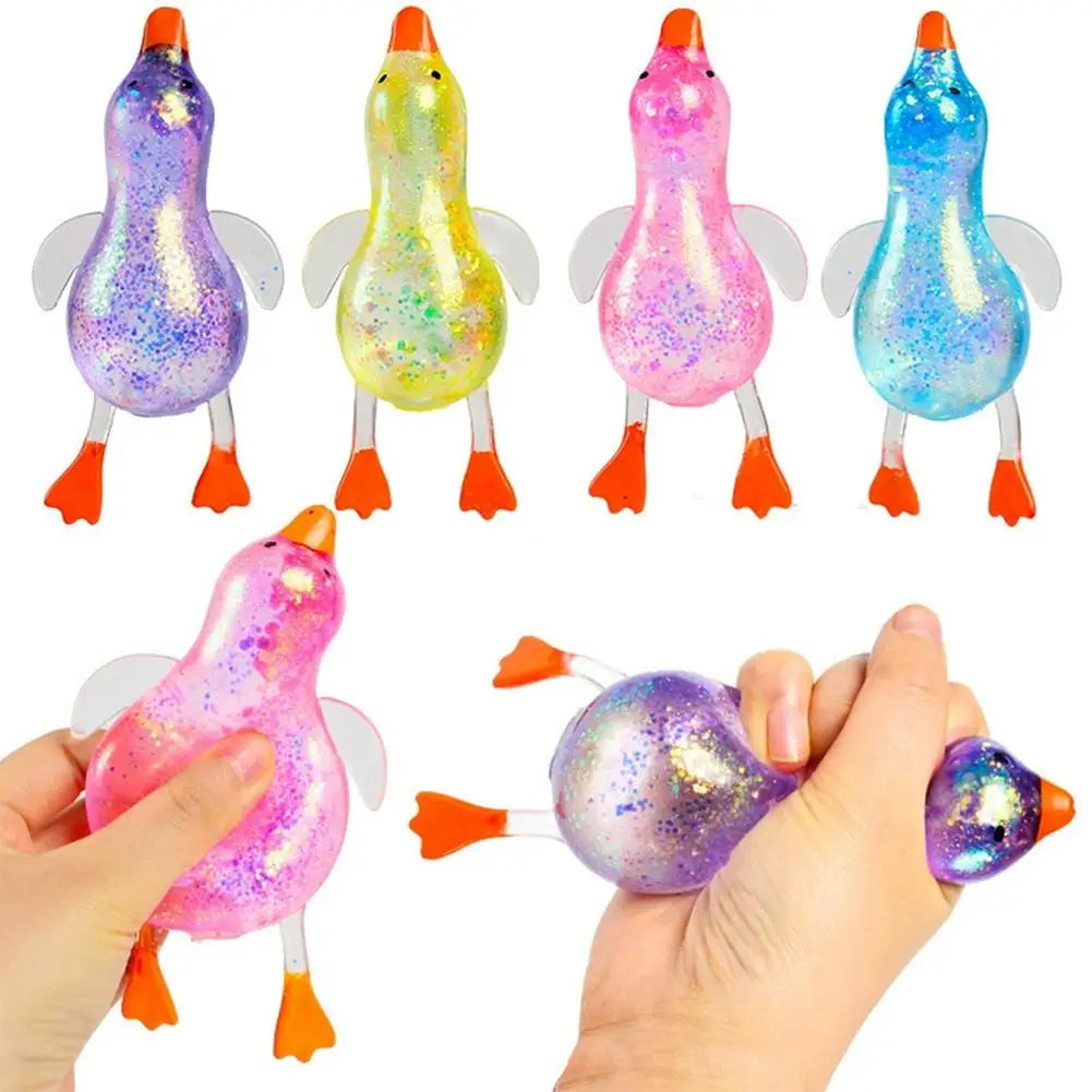 Stretchy Duck Squeeze Toys Stress Relief Crystal Mud Home Decor Party Favors, Squishies Sensory Fidget Toys for Adults and Kids