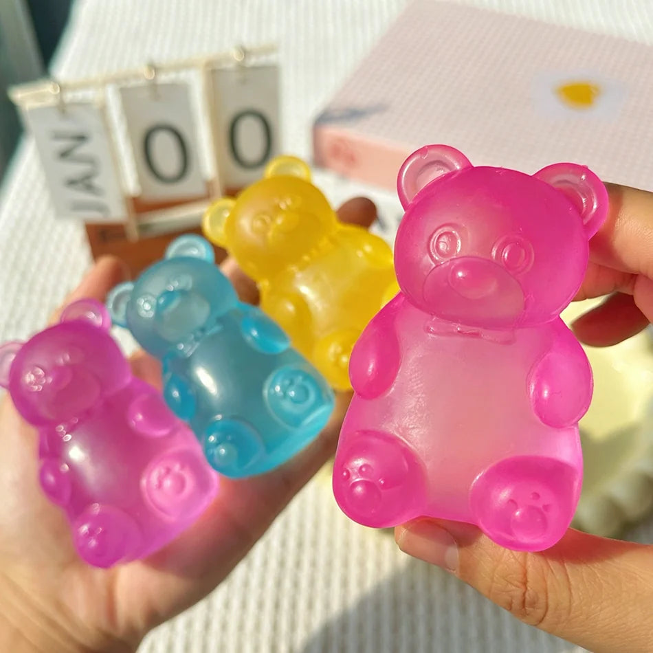 Colorful Cube Squishes Stress Balls Fidget Sensory Toys Simulation Ice Cream Squishies Bear Maltose Squeeze Dough Ball Gifts