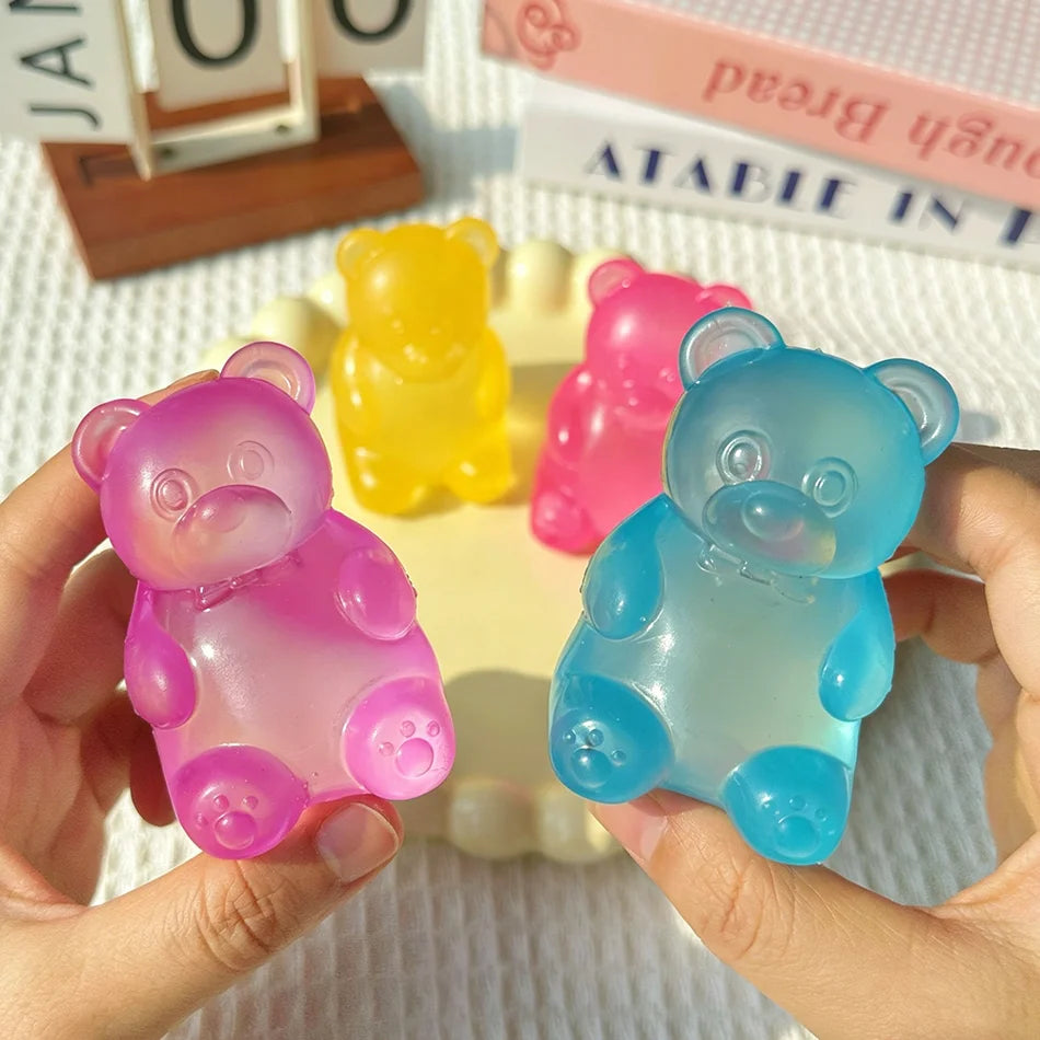 Colorful Cube Squishes Stress Balls Fidget Sensory Toys Simulation Ice Cream Squishies Bear Maltose Squeeze Dough Ball Gifts