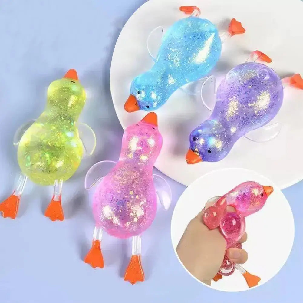 Stretchy Duck Squeeze Toys Stress Relief Crystal Mud Home Decor Party Favors, Squishies Sensory Fidget Toys for Adults and Kids