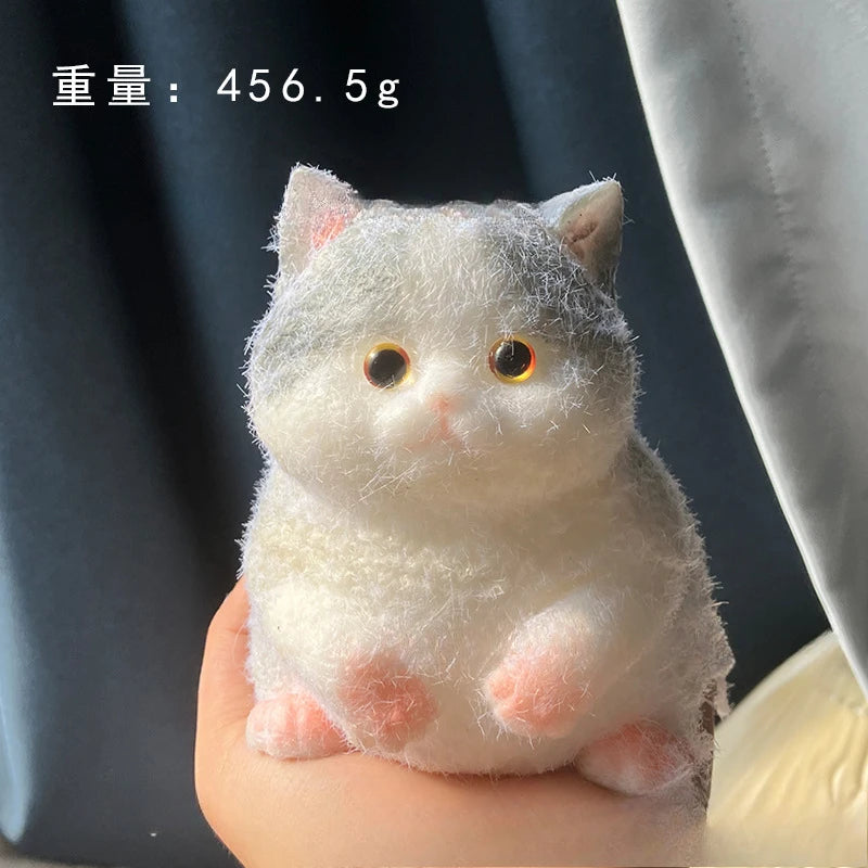 Fuzzy Squishies Big Cat Taba Squishy Silicone Big Plush Cat Handmade Kitten Squeeze Toy Mochi Toy Hand Relax Antistress Gift