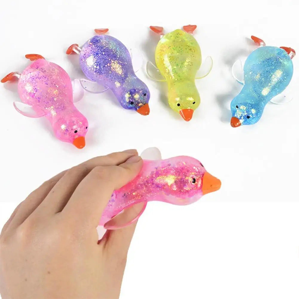 Stretchy Duck Squeeze Toys Stress Relief Crystal Mud Home Decor Party Favors, Squishies Sensory Fidget Toys for Adults and Kids