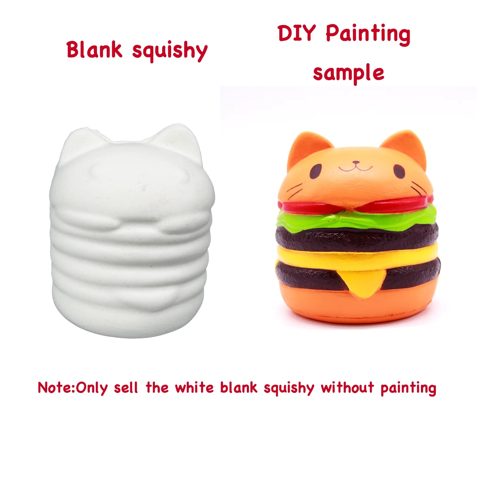 DIY Blank White Squishy Toys for Painting,Slow Rise Antistress Anxiety Anti Stress Relief Toys For Kids Children ADHD Autism