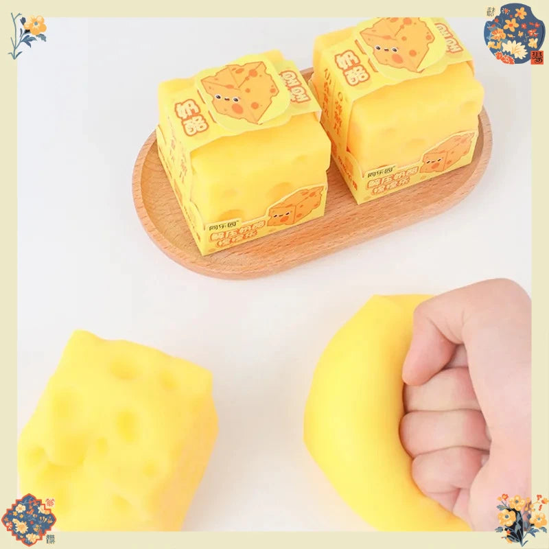 Squishy Square Cheese Squeeze Toys Slow Rebound Push Stress Relief Sensory Toy Soft Butter Cheese Fidget Toy Christmas Present