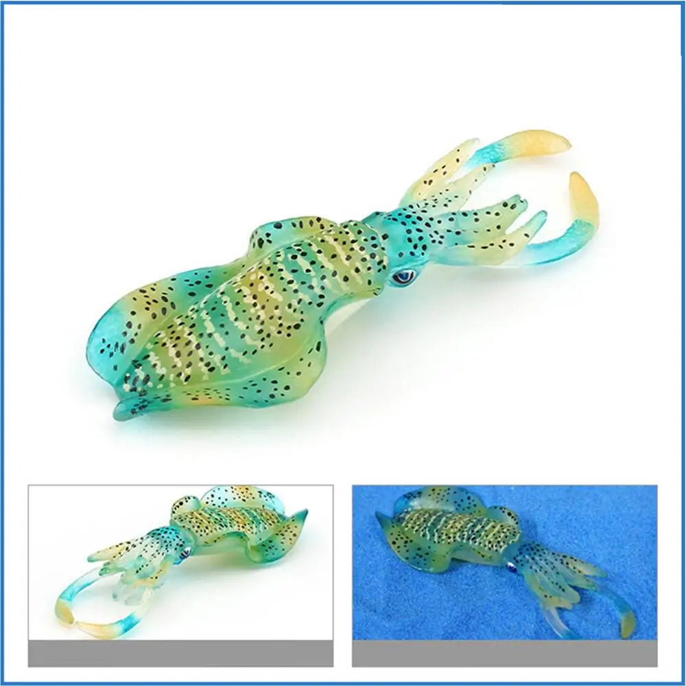 Simulated Marine Animal Model, Sea Rabbit/squid/green Spotted Squid Sea Marine Animal Model Bath Toys Tabletop Static Model Toy
