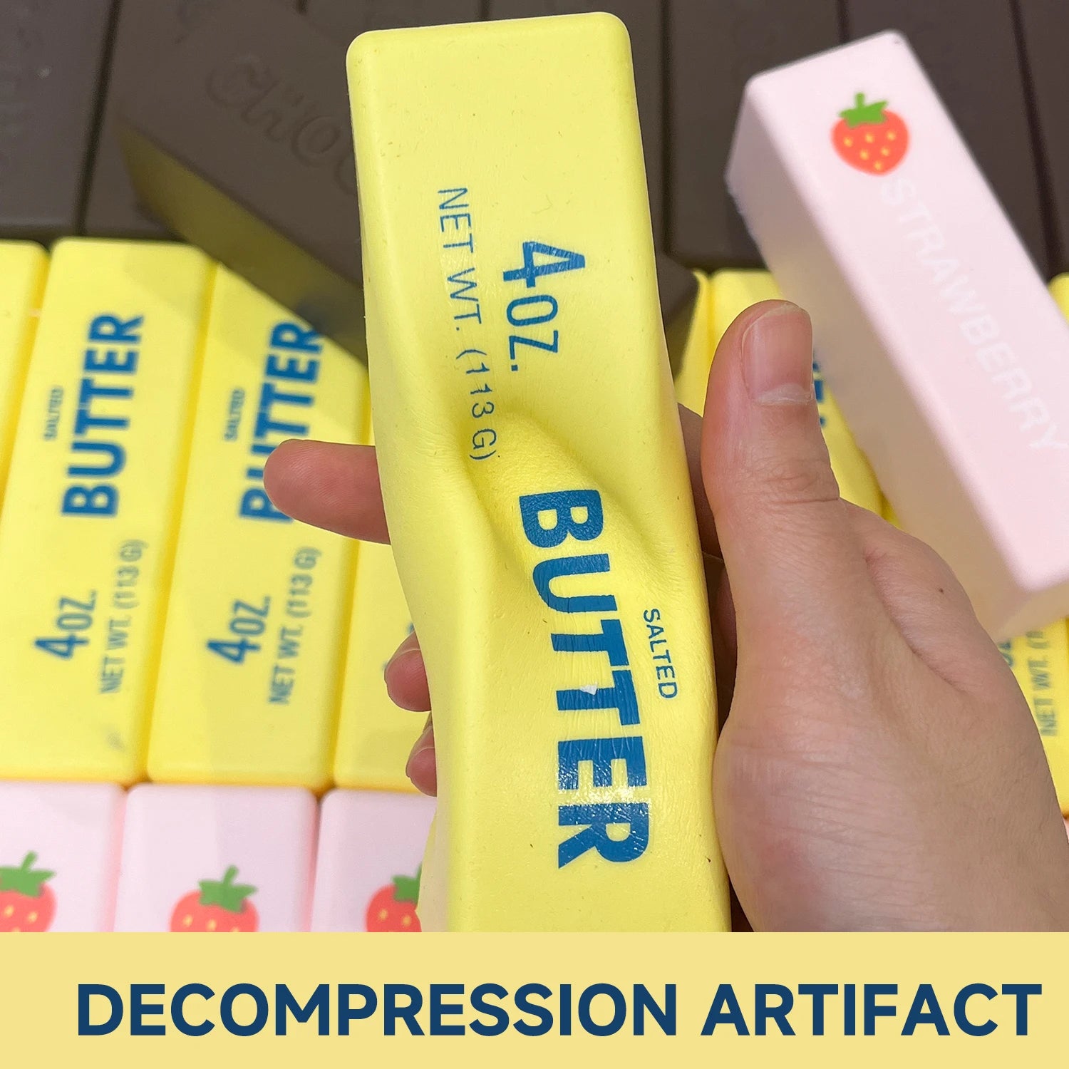 Butter, Chocolate, Strawberry Brick Squishy Toys, Super Soft Slow Rising Squishy Toy, Realistic Food Squishies for Adults, Kawaii Sticky Stress Relief