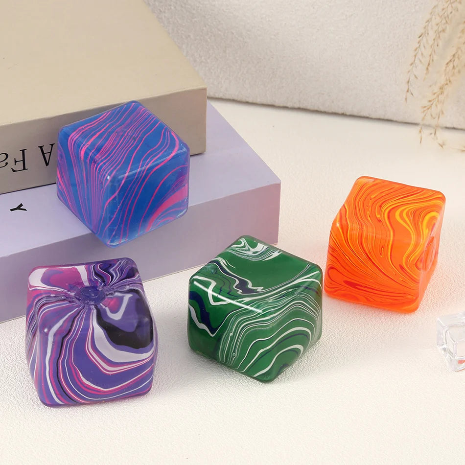Colorful Cube Squishes Stress Balls Fidget Sensory Toys Simulation Ice Cream Squishies Bear Maltose Squeeze Dough Ball Gifts