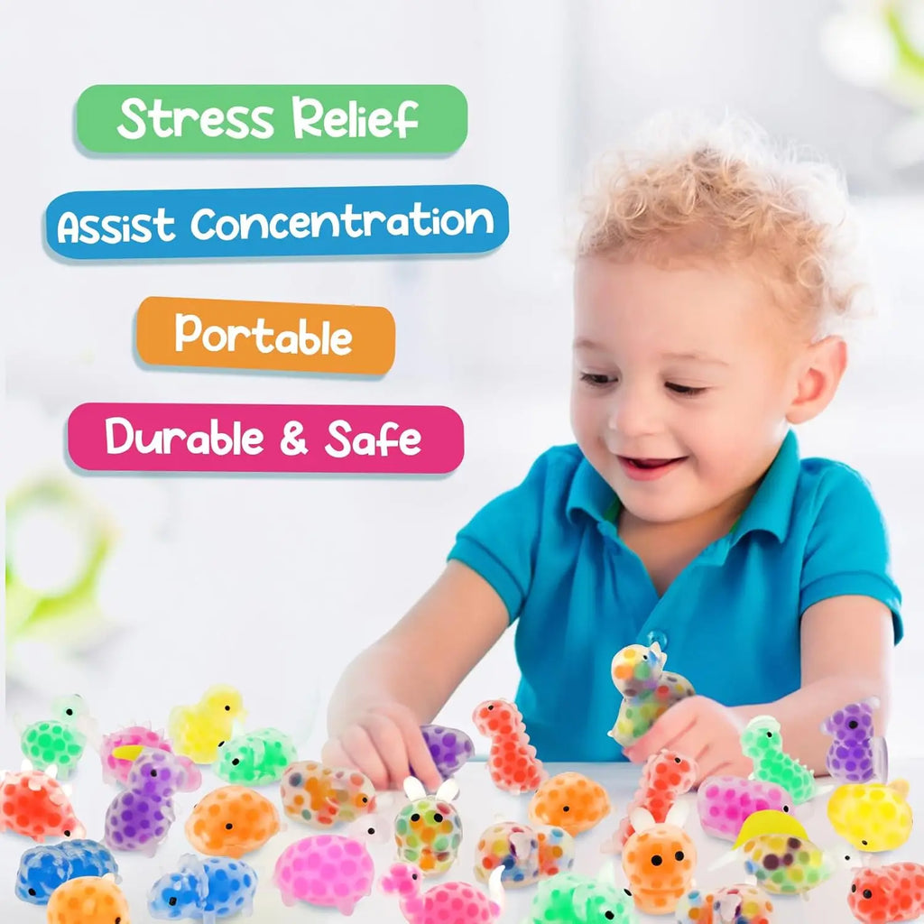 Mini Animal Squishies - Small Fidget Stress Balls Bulk Pack for Party Favors, Classroom Prizes & Sensory Play