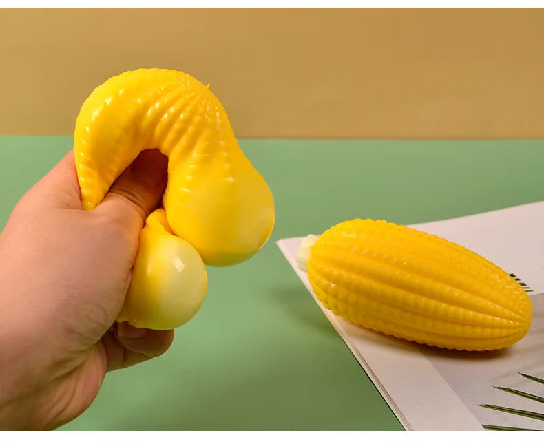 Squishy Simulated Corn Stress Ball - Squeeze Toy for Anxiety Relief, Fidget Sensory Toy for Kids & Adults,  Squishies Gag Gift