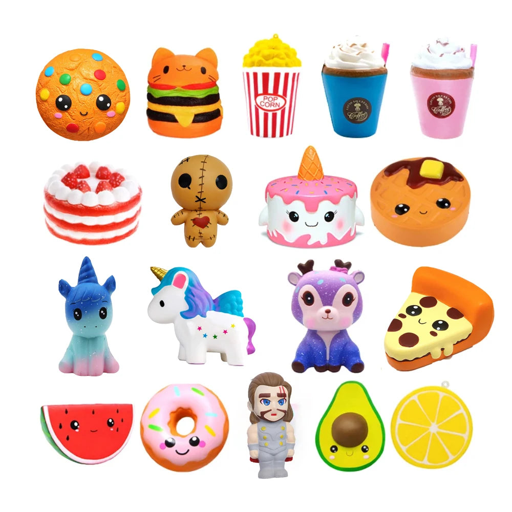 Squishies Fidget Toy Cartoon Ice Cream Popcorn PU Squishy Slow Rising Cream Scented Anti Stress Kawaii Kids Squishies Toys Gift