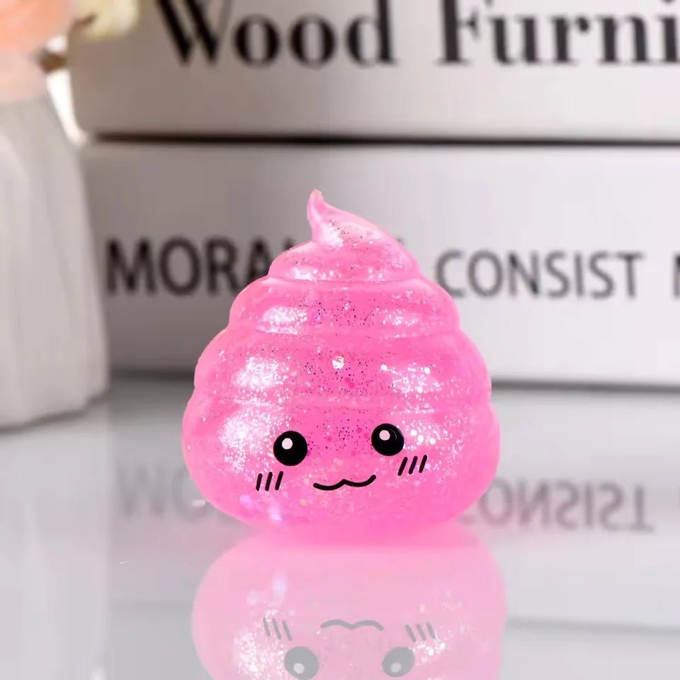 Novelty Squishy Poo Stress Ball Squishies Toys Glitter Funny Stretch Squeeze Fidget Toys for Adults Fool's Day Prank Gift