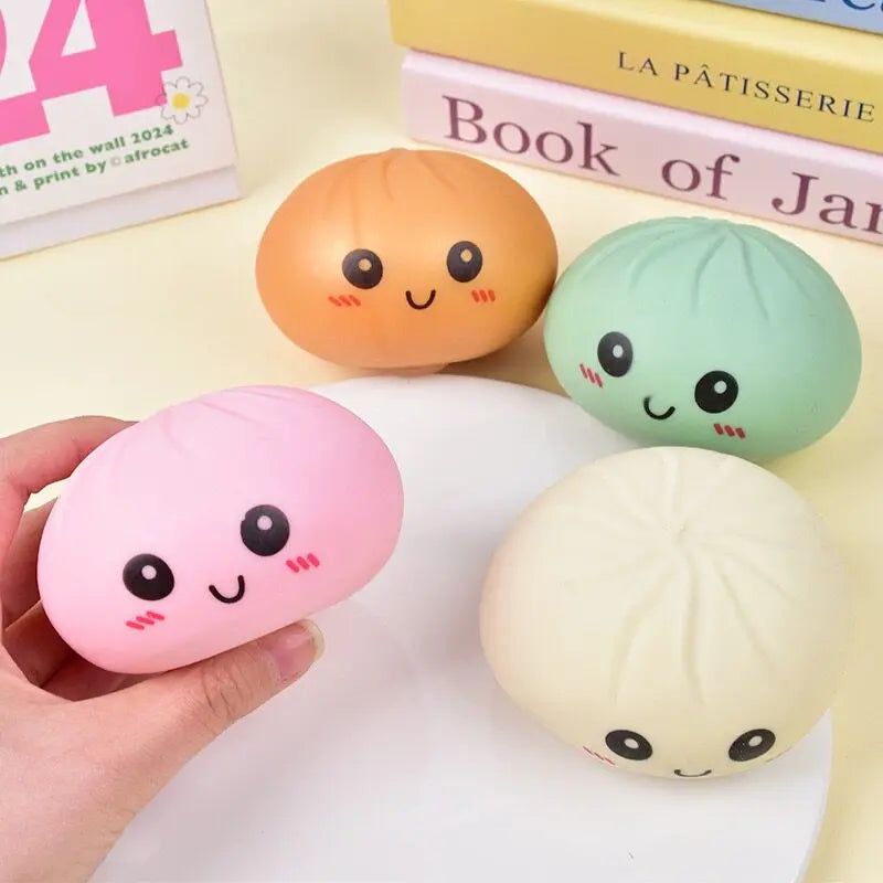 Colorful dumpling squishies- Fidget Sensory Toys Simulation Food Squishies with Steamer Squeeze Dough Ball for Anxiety Relief