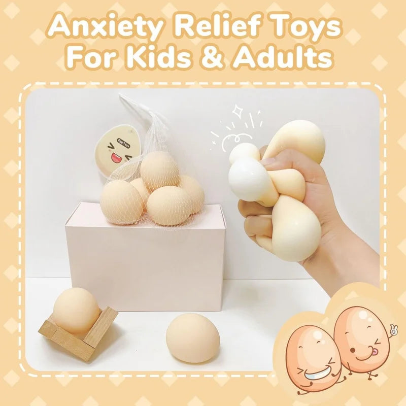 Egg Squishy Adorable Food Squishies for Stress Relief, Egg Squeeze Toys for Party Favors, Goodie Bag Stuffers, Classroom Prizes