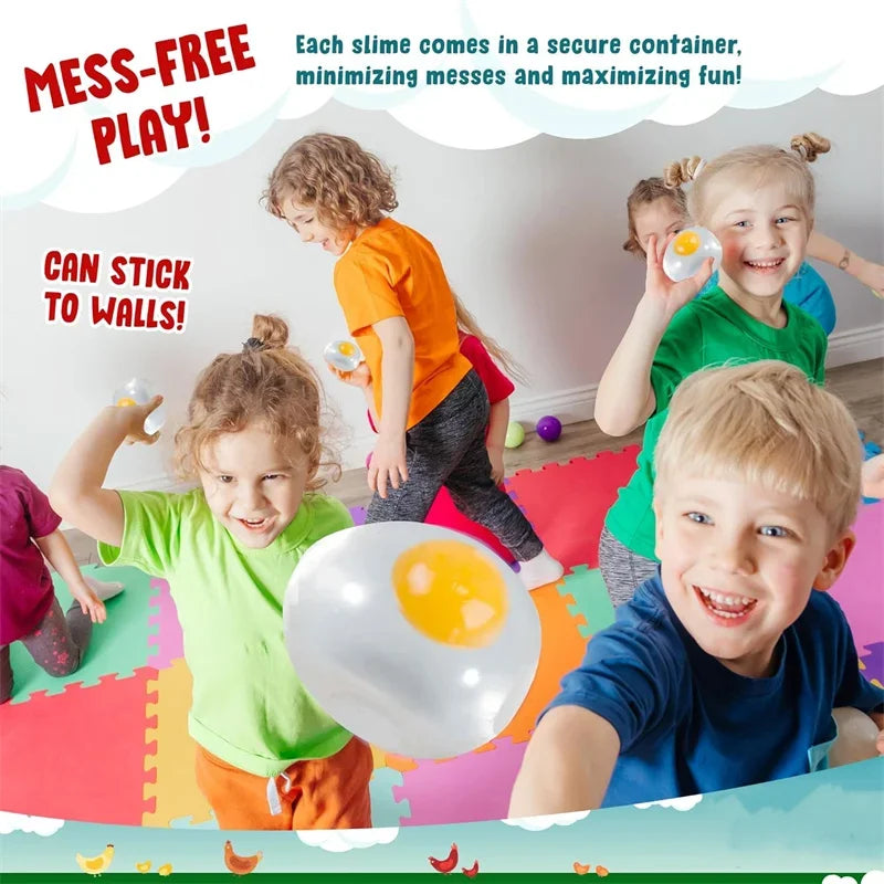 2Pcs Funky Egg Squishy Ball Clear Squeeze Splat Ball Easter Basket Fillers Squishies Fun Toy Anxiety Reducer for Kids Adults