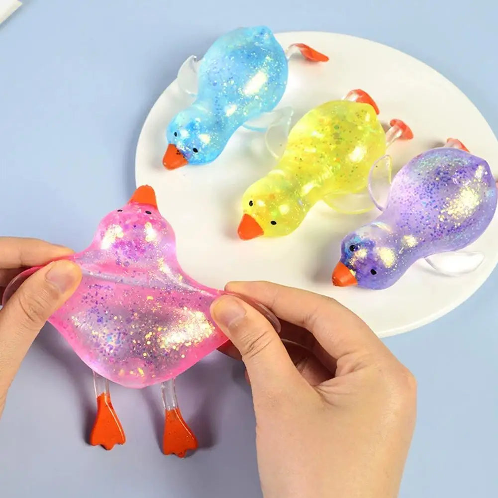 Stretchy Duck Squeeze Toys Stress Relief Crystal Mud Home Decor Party Favors, Squishies Sensory Fidget Toys for Adults and Kids