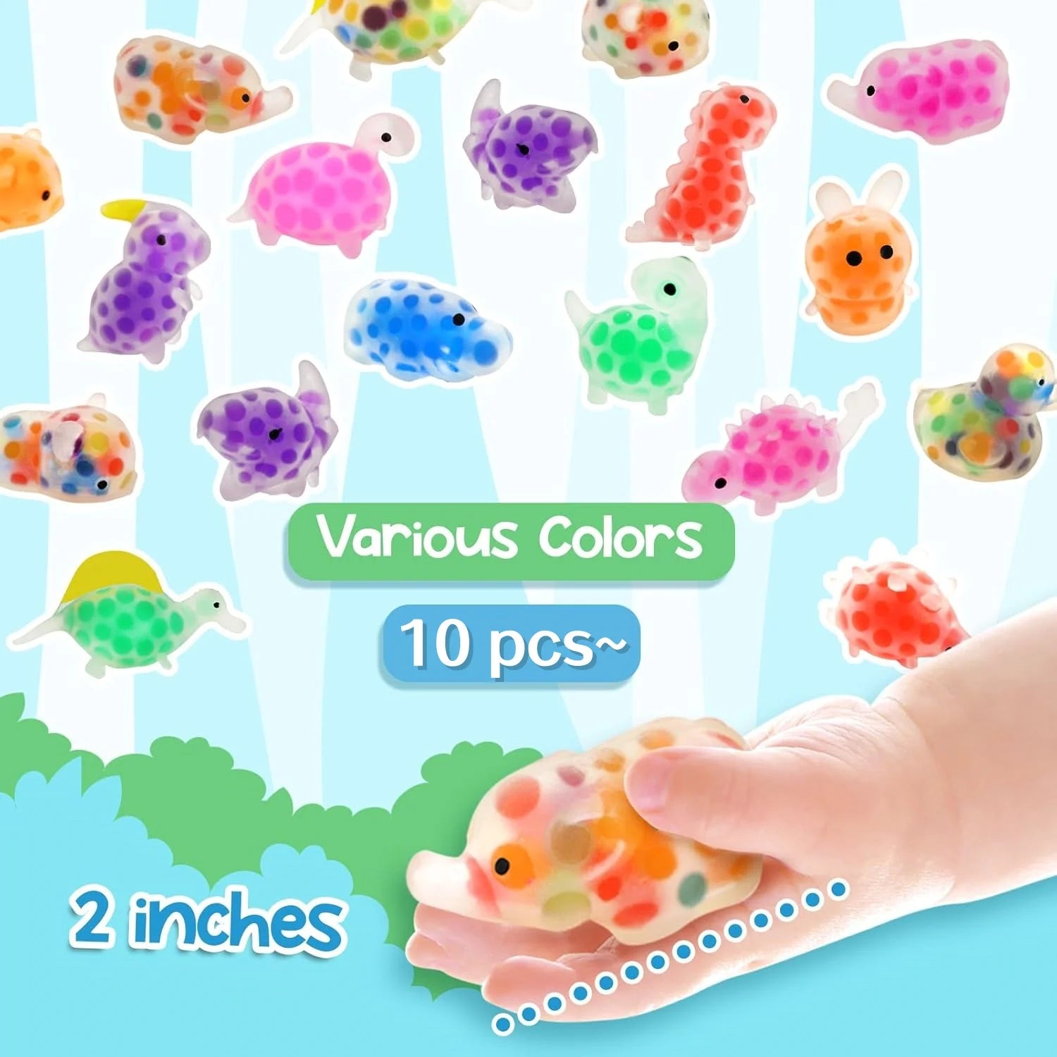 Mini Animal Squishies - Small Fidget Stress Balls Bulk Pack for Party Favors, Classroom Prizes & Sensory Play