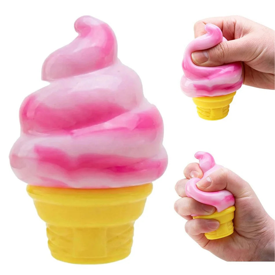 Colorful Cube Squishes Stress Balls Fidget Sensory Toys Simulation Ice Cream Squishies Bear Maltose Squeeze Dough Ball Gifts