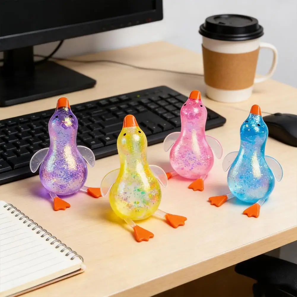 Stretchy Duck Squeeze Toys Stress Relief Crystal Mud Home Decor Party Favors, Squishies Sensory Fidget Toys for Adults and Kids