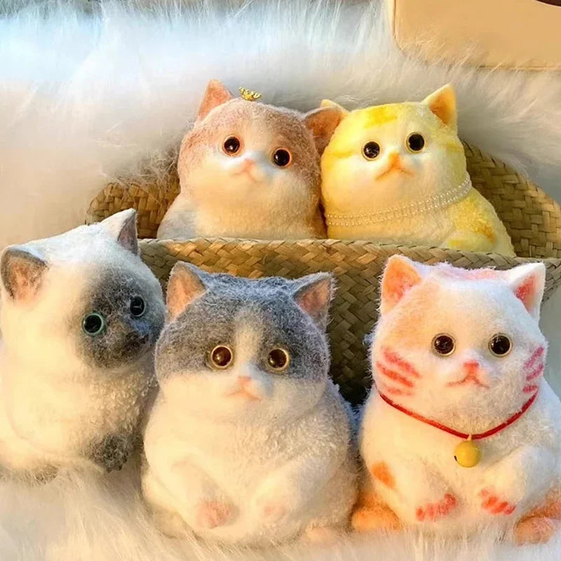 Fuzzy Squishies Big Cat Taba Squishy Silicone Big Plush Cat Handmade Kitten Squeeze Toy Mochi Toy Hand Relax Antistress Gift