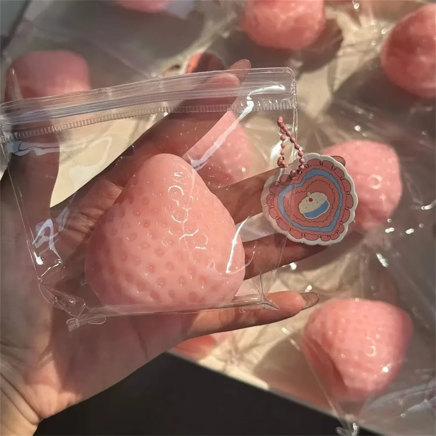 Taba Squishies Strawberry Fruit Squeeze Toys Kawaii Sticky Stress Fidget Toy Gift Perfect Desk Accessory for Kids Adults