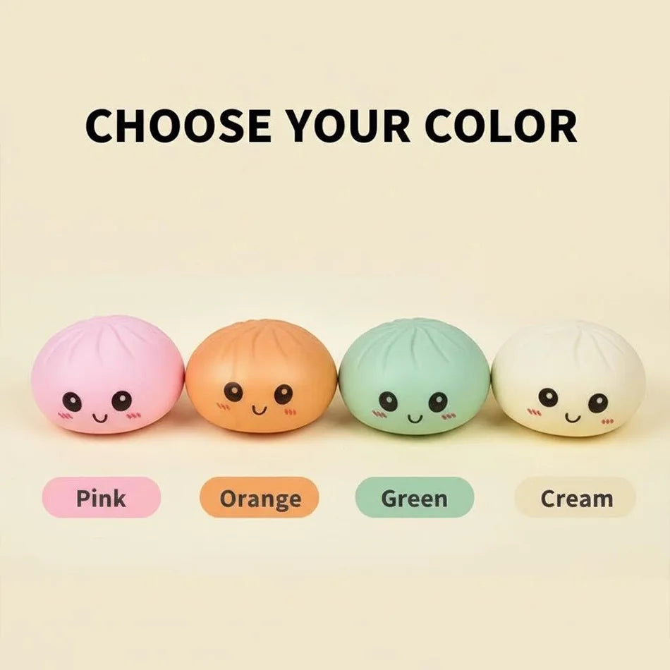 Colorful dumpling squishies- Fidget Sensory Toys Simulation Food Squishies with Steamer Squeeze Dough Ball for Anxiety Relief