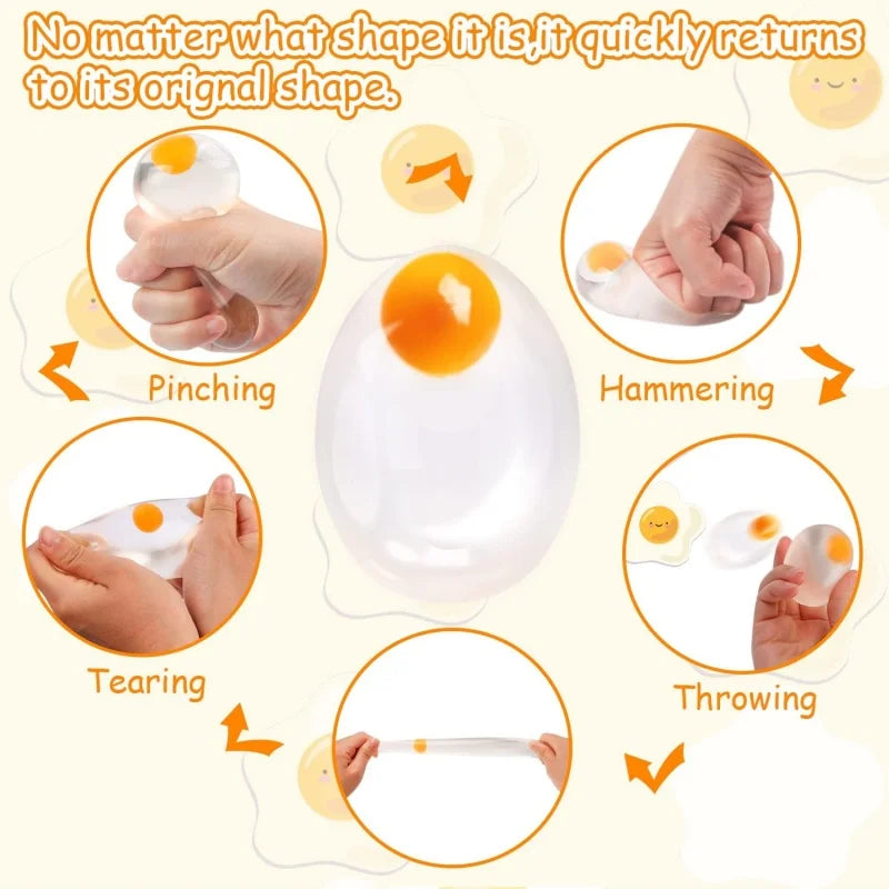 2Pcs Funky Egg Squishy Ball Clear Squeeze Splat Ball Easter Basket Fillers Squishies Fun Toy Anxiety Reducer for Kids Adults