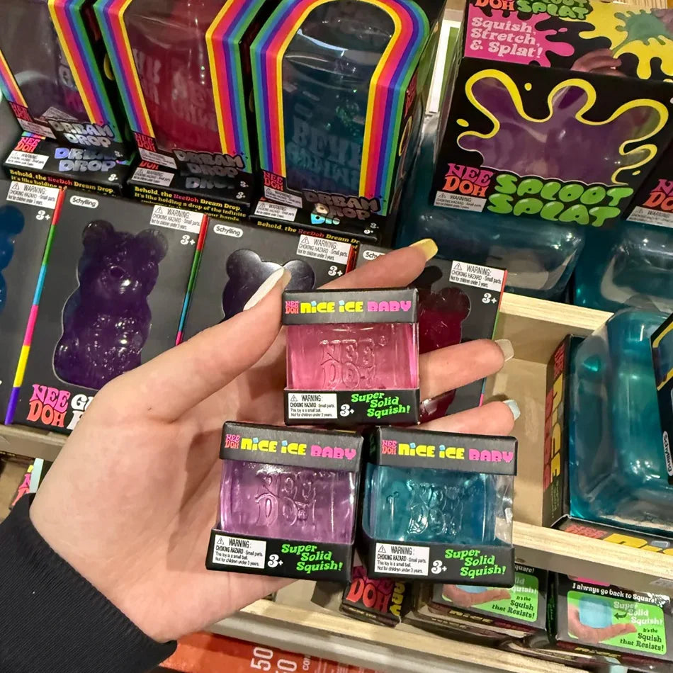 Colorful Cube Squishes Stress Balls Fidget Sensory Toys Simulation Ice Cream Squishies Bear Maltose Squeeze Dough Ball Gifts