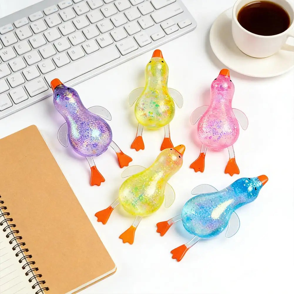Stretchy Duck Squeeze Toys Stress Relief Crystal Mud Home Decor Party Favors, Squishies Sensory Fidget Toys for Adults and Kids