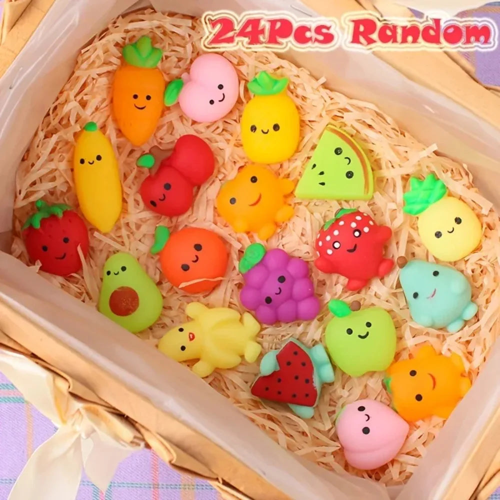 1-24pcs Mochi Squishy Toys Set for Kids Mini Squishies Fruit Squeeze Pack Cute Stress Relief Anxiety Birthday Gift Adults Kids
