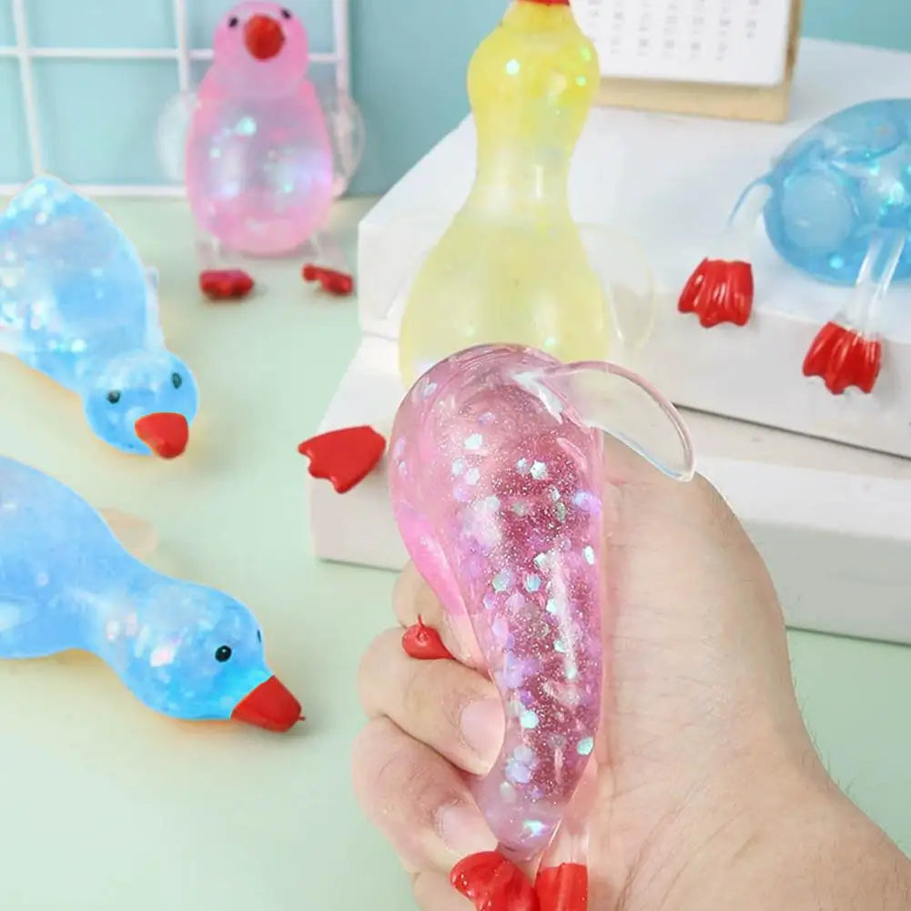 Stretchy Duck Squeeze Toys Stress Relief Crystal Mud Home Decor Party Favors, Squishies Sensory Fidget Toys for Adults and Kids