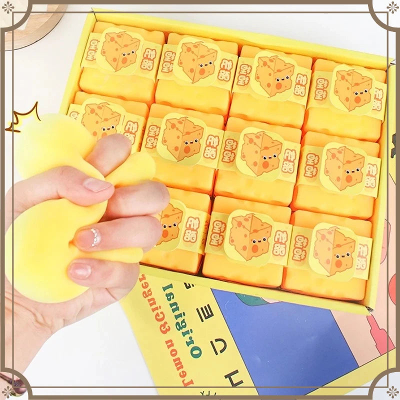 Squishy Square Cheese Squeeze Toys Slow Rebound Push Stress Relief Sensory Toy Soft Butter Cheese Fidget Toy Christmas Present