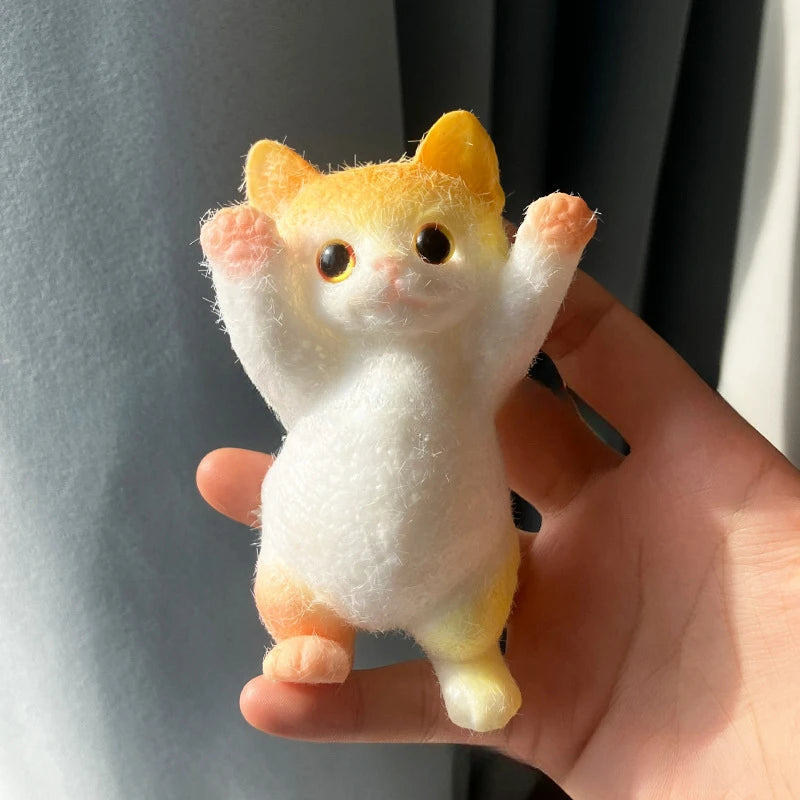 Fuzzy Squishies Big Cat Taba Squishy Silicone Big Plush Cat Handmade Kitten Squeeze Toy Mochi Toy Hand Relax Antistress Gift
