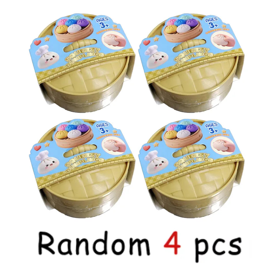 Colorful dumpling squishies- Fidget Sensory Toys Simulation Food Squishies with Steamer Squeeze Dough Ball for Anxiety Relief
