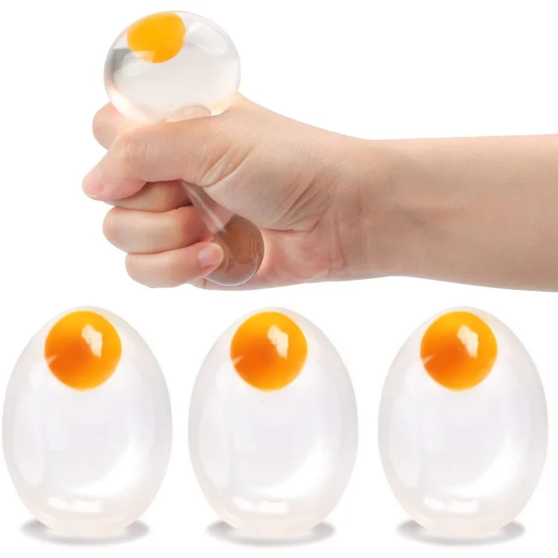 2Pcs Funky Egg Squishy Ball Clear Squeeze Splat Ball Easter Basket Fillers Squishies Fun Toy Anxiety Reducer for Kids Adults