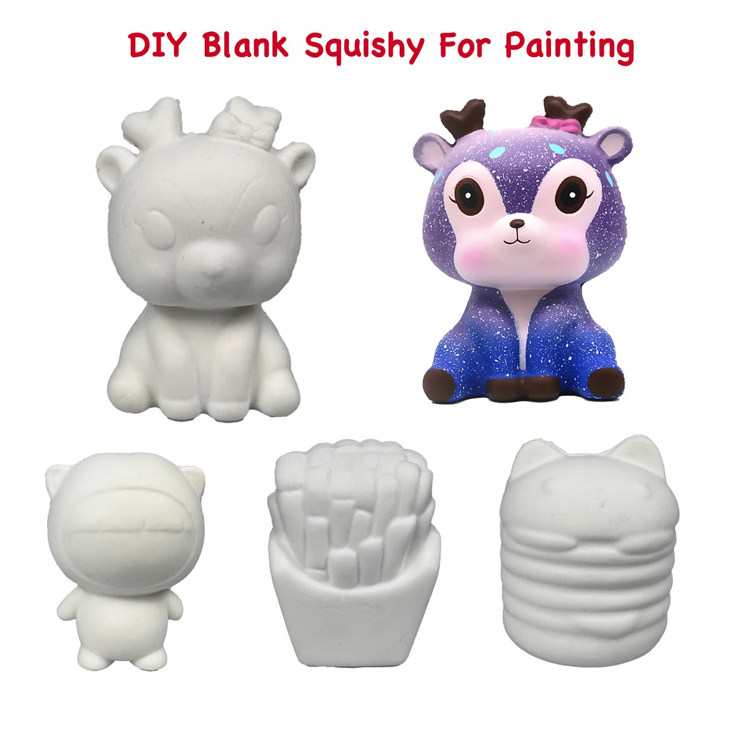 DIY Blank White Squishy Toys for Painting,Slow Rise Antistress Anxiety Anti Stress Relief Toys For Kids Children ADHD Autism