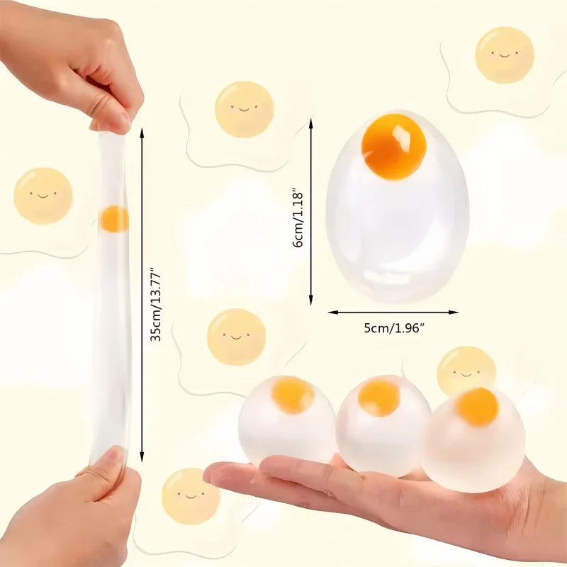 2Pcs Funky Egg Squishy Ball Clear Squeeze Splat Ball Easter Basket Fillers Squishies Fun Toy Anxiety Reducer for Kids Adults